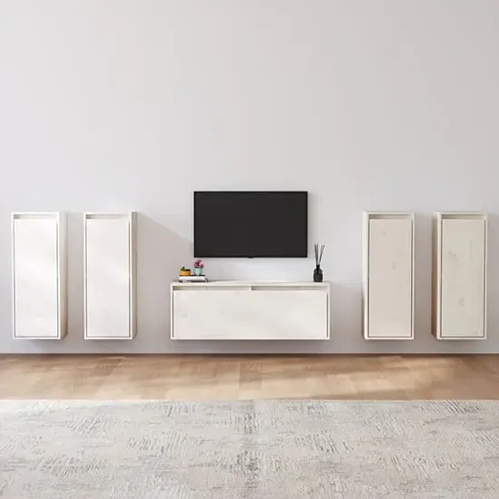 Edsel Entertainment Unit - White, Pinewood