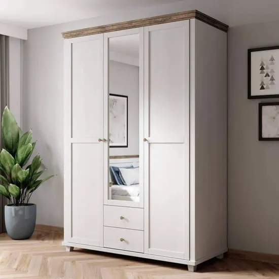 Eilat 3-Door Mirrored Wardrobe - Abisko Ash