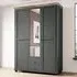 Eilat 3-Door Mirrored Wardrobe - Green