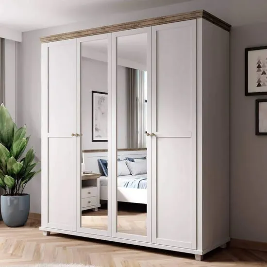 Eilat 4-Door Mirrored Wardrobe - Abisko Ash image