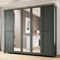 Eilat 5-Door Mirrored Wardrobe - Green