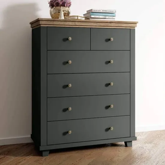Eilat 6 Drawer Chest - Green, Laminated Board