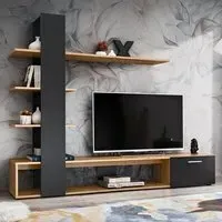 Eilat Entertainment Unit - Black, Wotan Oak