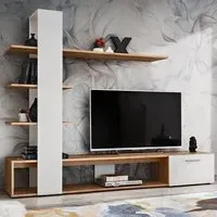 Eilat Entertainment Unit - White, Wotan Oak