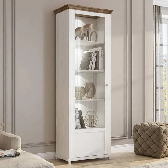 Eilat Tall Display Cabinet Left with LED - Abisko Ash