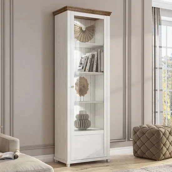 Eilat Tall Display Cabinet Right with LED - Abisko Ash