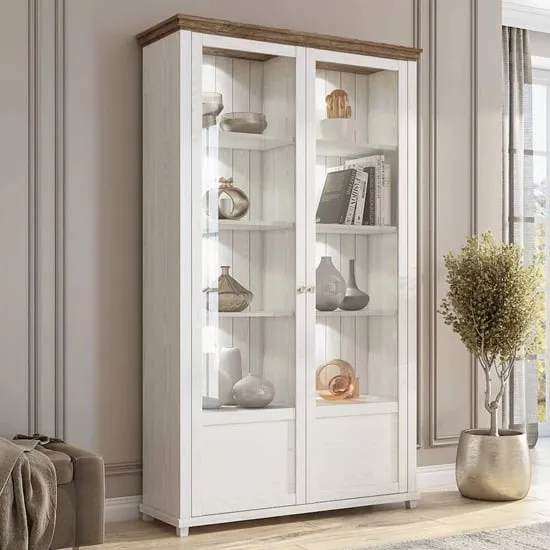 Eilat Tall Display Cabinet with LED - Abisko Ash