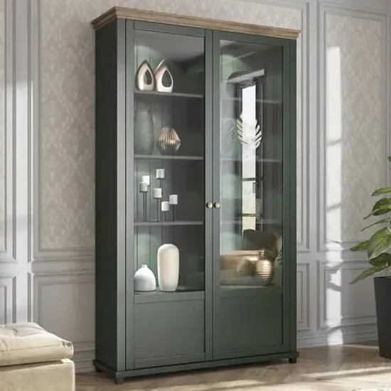 Eilat Tall Display Cabinet with LED - Green