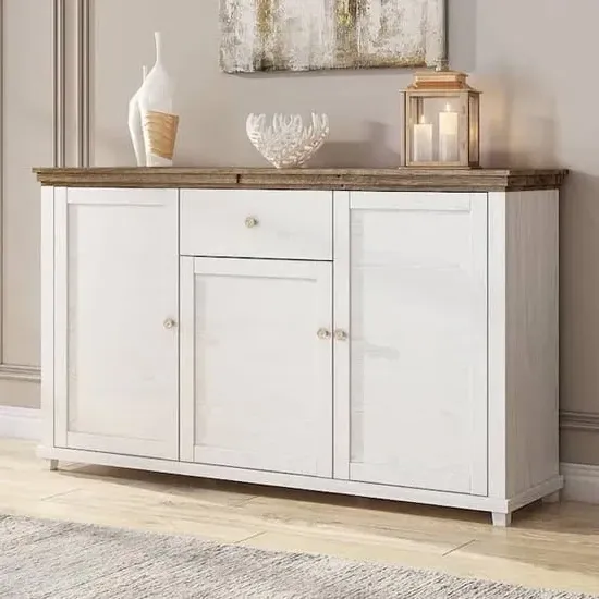 Eilat Wooden Sideboard with 3 Doors 1 Drawer - Abisko Ash