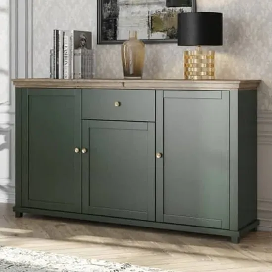 Eilat Wooden Sideboard with 3 Doors 1 Drawer - Green image