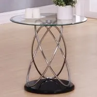 Einav Round Lamp Table - Clear Glass, High Gloss alternate view