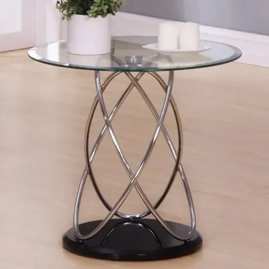 Einav Round Lamp Table - Clear Glass, High Gloss product