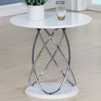 Einav Round Lamp Table - White, High Gloss alternate view