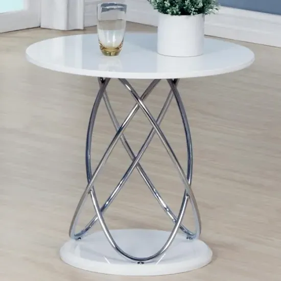 Einav Round Lamp Table - White, High Gloss product