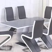 Eira Glass Top Dining Table - Grey, White