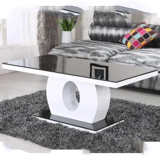 Eira Rectangular Coffee Table - Black, Glass image