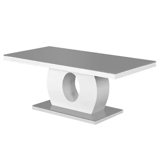 Eira Rectangular Coffee Table - Grey Glass, White Gloss image