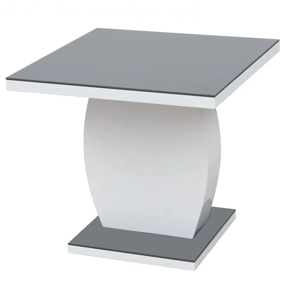 Eira Square Lamp Table - Grey, Glass image