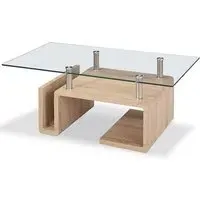 Eirian Clear Glass Coffee Table - Clear, Wood