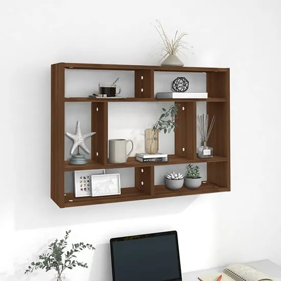 Eissa Rectangular Wall Shelf - Brown Oak, Engineered Wood image