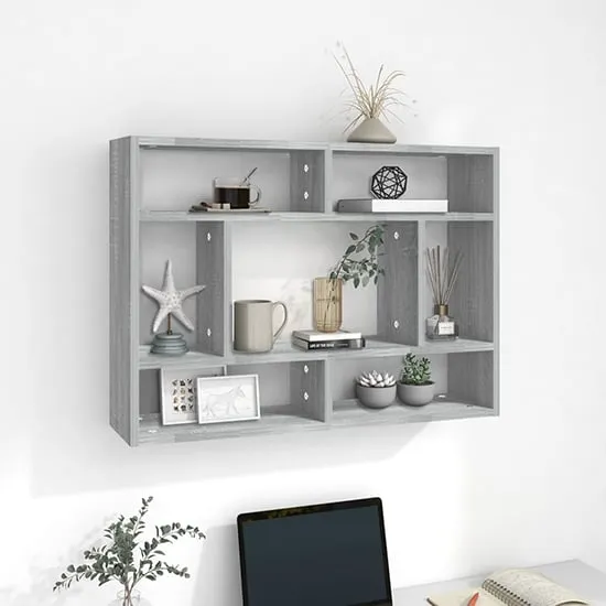 Eissa Rectangular Wall Shelf - Grey Sonoma Oak, Engineered Wood