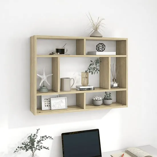 Eissa Rectangular Wall Shelf - Sonoma Oak, Engineered Wood