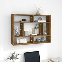 Eissa Rectangular Wall Shelf - Smoked Oak, Engineered Wood alternate view