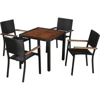 Ekani 5 Piece Outdoor Dining Set - Brown, Poly Rattan