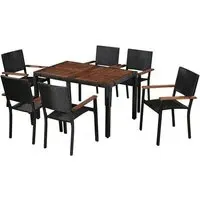 Ekani 7 Piece Outdoor Dining Set - Brown, Poly Rattan