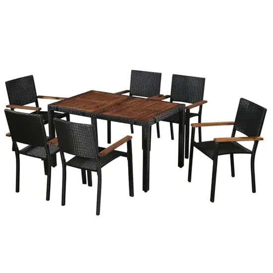 Ekani 7 Piece Outdoor Dining Set - Brown, Poly Rattan