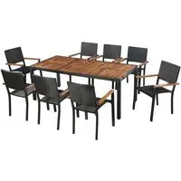 Ekani 9 Piece Outdoor Dining Set - Brown, Poly Rattan