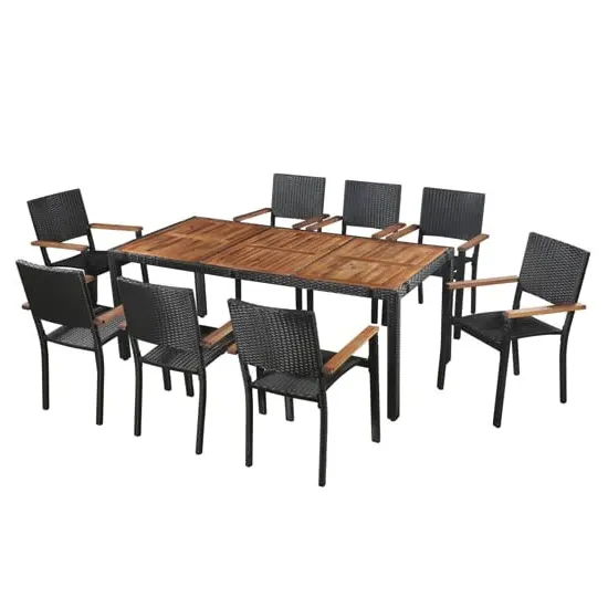 Ekani 9 Piece Outdoor Dining Set - Brown, Poly Rattan