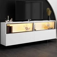 Ekol Up TV Stand with LED and 2 Doors - White, Melamine alternate view