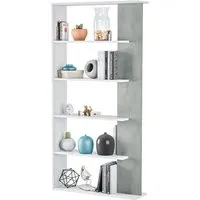 Elaina 5 Shelf Bookcase - White, Concrete