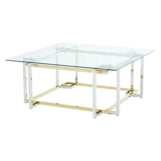 Elaina Coffee Table - Clear Glass, Stainless Steel