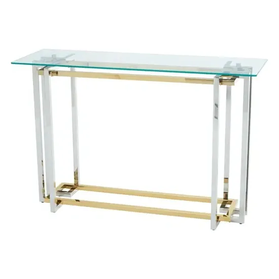 Elaina Console Table - Clear Glass, Stainless Steel