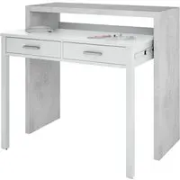 Elaina Pull Out Laptop Desk - White, Concrete