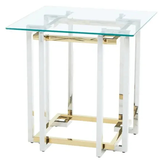 Elaina Side Table - Clear Glass, Stainless Steel image