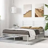Eldon Double Bed Frame with Headboard - White, Metal