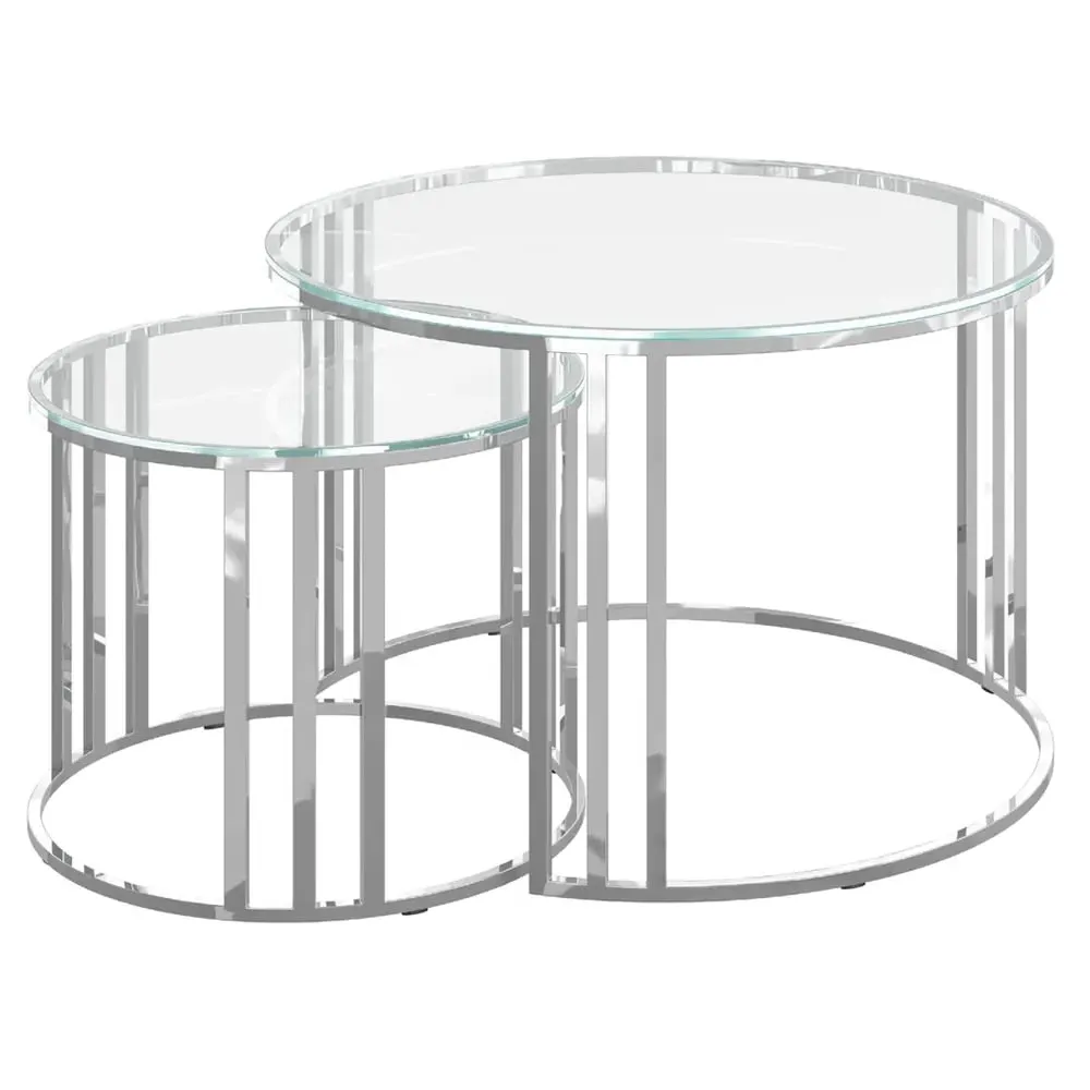 Eldon Round Nesting Coffee Tables - Clear, Glass image