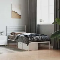 Eldon Single Bed Frame with Headboard - White, Steel alternate view