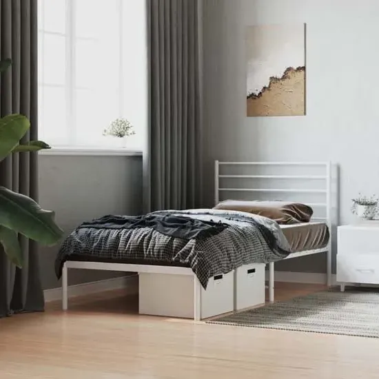 Eldon Single Bed Frame with Headboard - White, Steel product