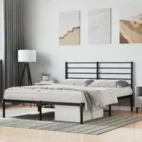 Eldon Small Double Bed Frame with Headboard - Black, Metal