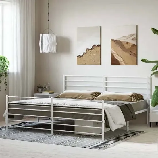Eldon Super King Size Bed Frame - White, Metal