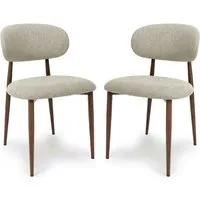 Eldoro Dining Chairs with Brown Legs, Pair - Alabaster, Fabric alternate view