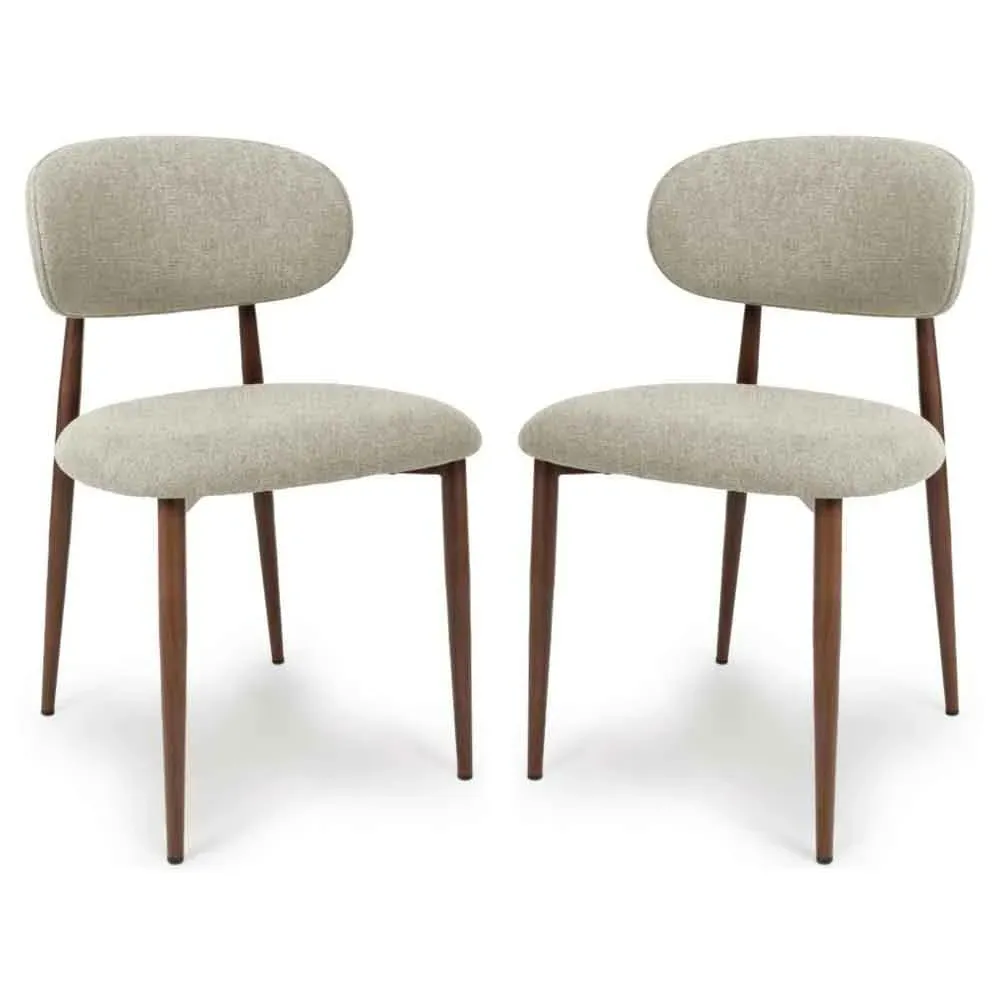 Eldoro Dining Chairs with Brown Legs, Pair - Alabaster, Fabric product