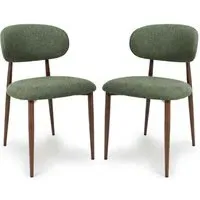 Eldoro Dining Chairs with Brown Legs, Set of 2 - Green, Fabric alternate view