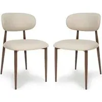 Eldoro Dining Chairs with Brown Legs, Set of 2 - Taupe, Faux Leather alternate view