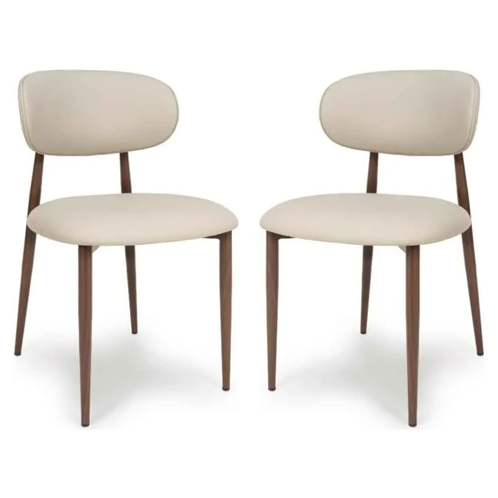 Eldoro Dining Chairs with Brown Legs, Set of 2 - Taupe, Faux Leather product