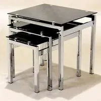 Eleanor Nest of 3 Tables - Black, Glass